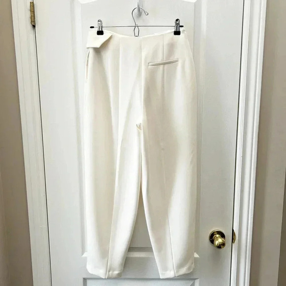 Topshop Trousers Jodi Tapered Leg High Waisted Belted Pants Ivory Size 4 NWT - Picture 6 of 16